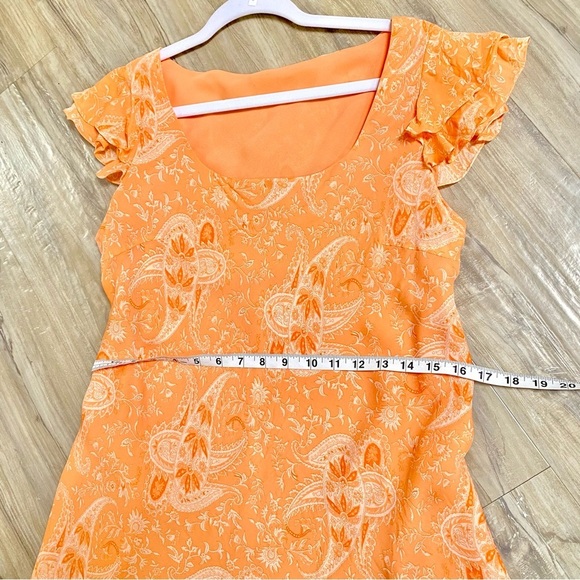 Trendy Mandarin SILK boho paisley Floral Ruffle Dress prairie shabby chic vibe - Picture 12 of 12